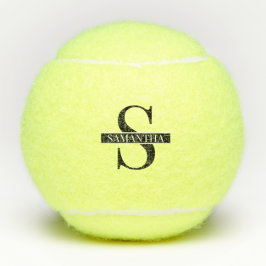 Modern Trendy Black and White Monogram Name Tennisballen