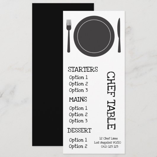Modern trendy Black and White restaurant menu (Voorkant / Achterkant)