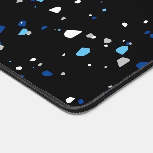 Modern Trendy Black Blue Terrazzo Pattern Bureaumat (Hoek)