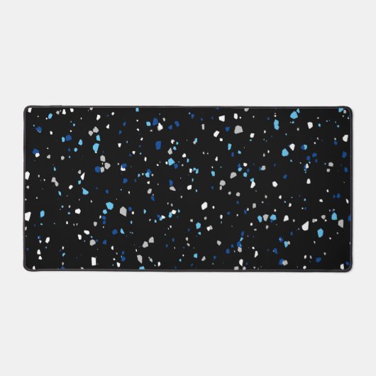 Modern Trendy Black Blue Terrazzo Pattern Bureaumat (Voorkant)