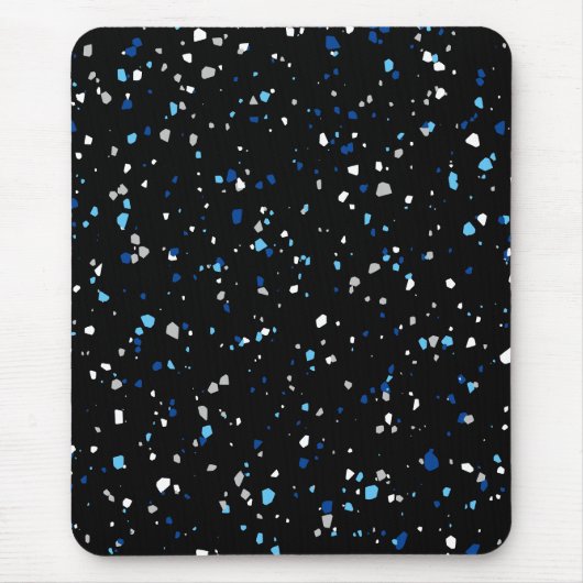 Modern Trendy Black Blue Terrazzo Pattern Muismat (Voorkant)