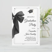 Modern Trendy Black Bow Graduation Party  Kaart (Staand voorkant)