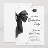 Modern Trendy Black Bow Graduation Party  Kaart (Voorkant / Achterkant)