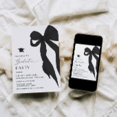 Modern Trendy Black Bow Graduation Party Kaart