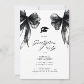Modern Trendy Black Bow Graduation Party  Kaart (Voorkant)
