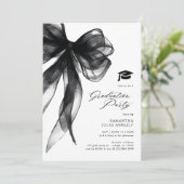 Modern Trendy Black Bow Graduation Party Kaart (Staand voorkant)