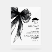Modern Trendy Black Bow Graduation Party Sign Acryl Bord (Voorkant)