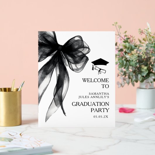 Modern Trendy Black Bow Graduation Party Sign Acryl Bord (Huwelijk)