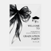 Modern Trendy Black Bow Graduation Party Sign Acryl Bord (Voorkant)