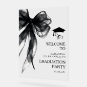 Modern Trendy Black Bow Graduation Party Sign Acryl Bord (Hoek)