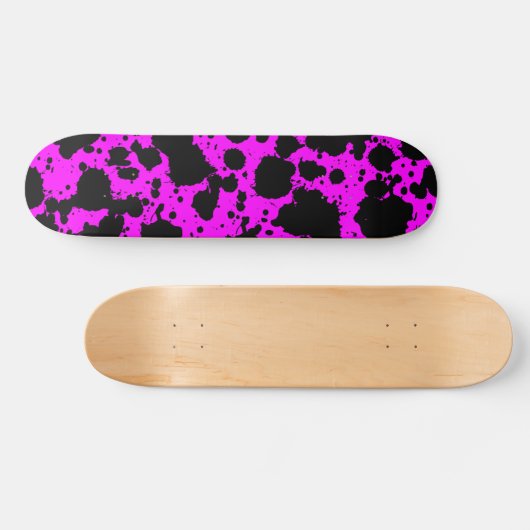 Modern Trendy Black en Pink Persoonlijk Skateboard (Horizontaal)