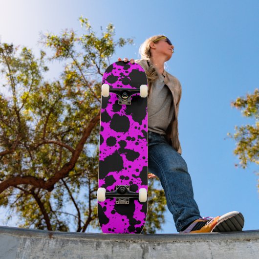 Modern Trendy Black en Pink Persoonlijk Skateboard (Buiten 1)