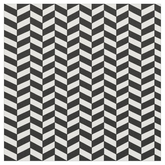 Modern Trendy Black en White Herringbone Pattern Stof (Close Up)