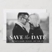 Modern Trendy Black en White Photo Save The Date (Voorkant)