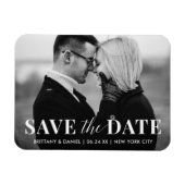 Modern Trendy Black en White Photo Save the Date Magneet (Horizontaal)