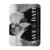 Modern Trendy Black en White Photo Save the Date Magneet (Verticaal)