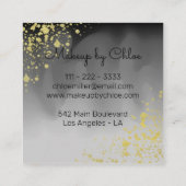 Modern Trendy Black Grey Gold Square Makeup Artist Vierkante Visitekaartje (Achterkant)