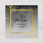 Modern Trendy Black Grey Gold Square Makeup Artist Vierkante Visitekaartje (Voorkant)