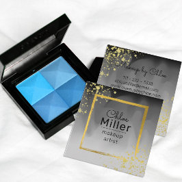 Modern Trendy Black Grey Gold Square Makeup Artist Vierkante Visitekaartje
