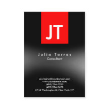 Modern Trendy Black Grey Red Monogram