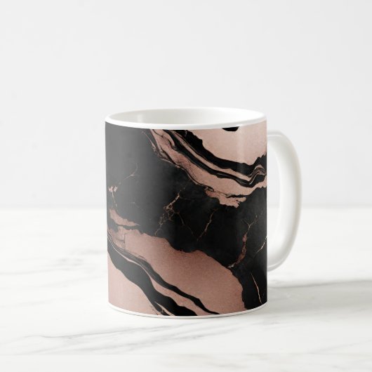 Modern Trendy Black Rose Gold Marble Koffiemok (Voorkant rechts)