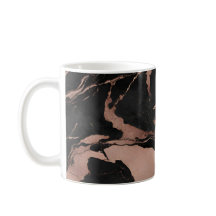 Modern Trendy Black Rose Gold Marble