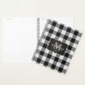 Modern Trendy Black & White Buffalo Plays Mongram Planner (Display)