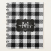 Modern Trendy Black & White Buffalo Plays Mongram Planner