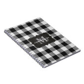 Modern Trendy Black White Buffalo Plays Monogram Notitieboek (Rechterzijde)
