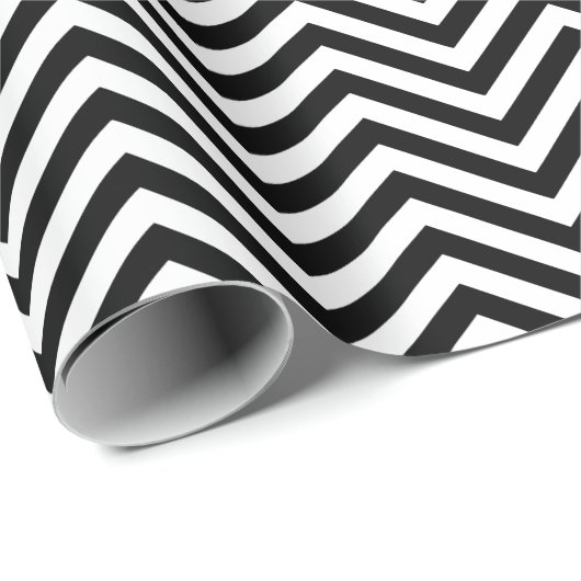 Modern Trendy Black White Chevron Zigzag Pattern Cadeaupapier (Rol Hoek)