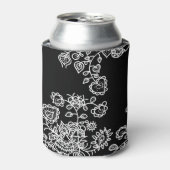 Modern Trendy Black & White Lace Pattern Blikjeskoeler (Blikje Voorkant)