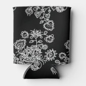 Modern Trendy Black & White Lace Pattern Blikjeskoeler (Voorkant)