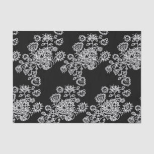 Modern Trendy Black & White Lace Pattern Tissuepapier