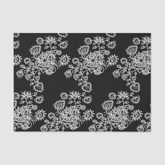 Modern Trendy Black & White Lace Pattern Tissuepapier (Voorkant)