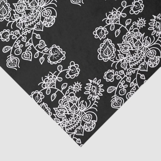 Modern Trendy Black & White Lace Pattern Tissuepapier (Detail)
