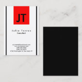 Modern Trendy Black White Monogram Visitekaartje (Voorkant / Achterkant)