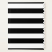 Modern Trendy Black White Stripe Custom Name Planner (Achterkant)