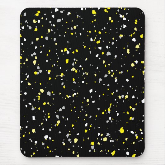 Modern Trendy Black Yellow Terrazzo Pattern Muismat (Voorkant)