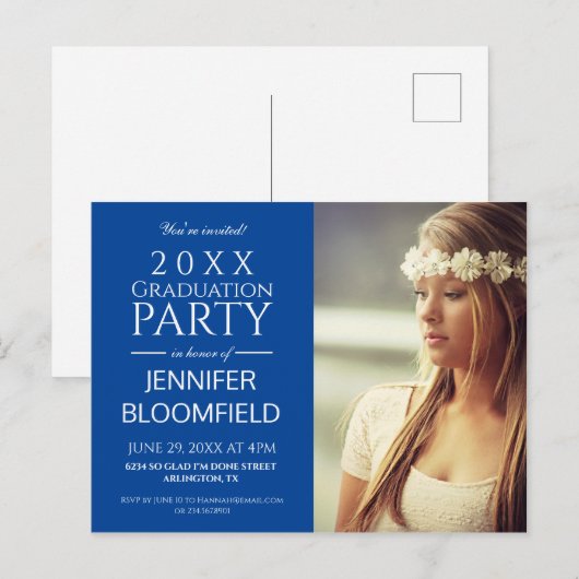 MODERN TRENDY BLAUW 2025 AFSTUDEERFEEST BRIEFKAART (Voorkant / Achterkant)