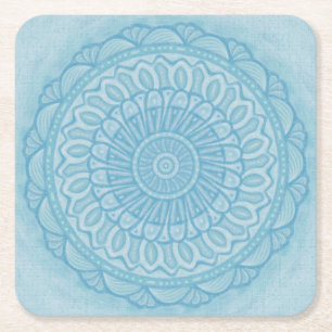 Modern trendy blauw en turquoise boho design kartonnen onderzetters