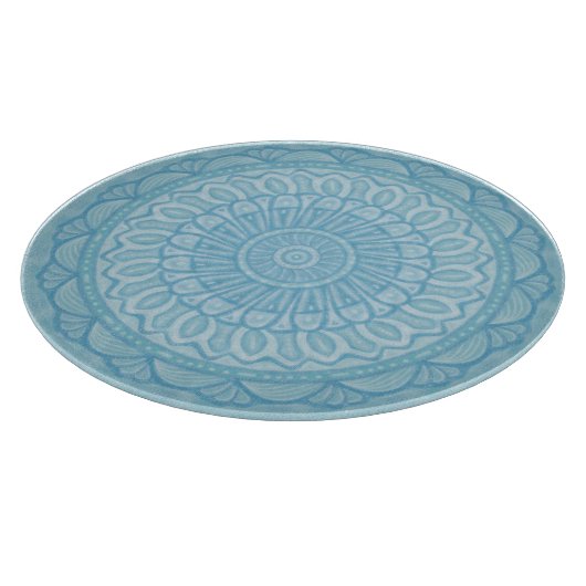 Modern trendy blauw en turquoise boho design snijplank (Hoek)