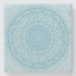 Modern trendy blauw en turquoise boho design stenen onderzetter