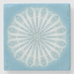Modern trendy blauw en turquoise boho design stenen onderzetter