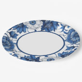 Modern trendy Blauw en Wit Porselein Papieren Bordje (Gekanteld)
