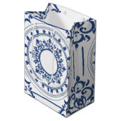 Modern trendy Blauw Wit chinoiserie bloemenfeest Medium Cadeauzakje (Voorkant Gekanteld)