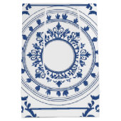 Modern trendy Blauw Wit chinoiserie bloemenfeest Medium Cadeauzakje (Achterkant)
