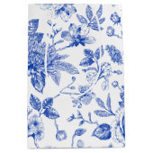Modern trendy Blauw Wit chinoiserie bloemenfeest Medium Cadeauzakje (Voorkant)