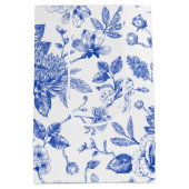 Modern trendy Blauw Wit chinoiserie bloemenfeest Medium Cadeauzakje (Achterkant)