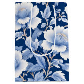 Modern trendy Blauw Wit chinoiserie bloemenfeest Medium Cadeauzakje (Achterkant)