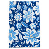 Modern trendy Blauw Wit chinoiserie bloemenfeest Medium Cadeauzakje (Achterkant)